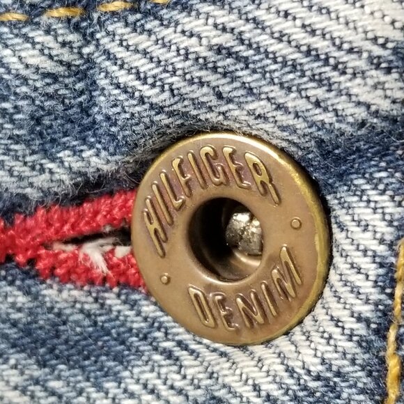 Vintage Tommy Hilfiger T Freedom Blue Jeans 30 Mens Flag Logo y2k USA Made 29x31 - Picture 10 of 16